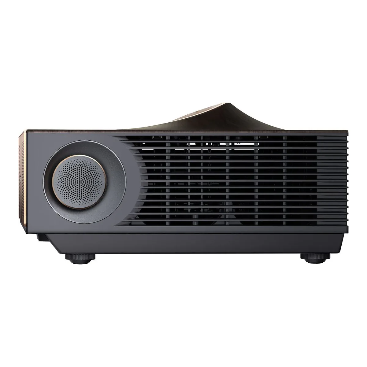 Hisense L9Q opposite side panel with a full length vent, a round side speaker and two leveling feet