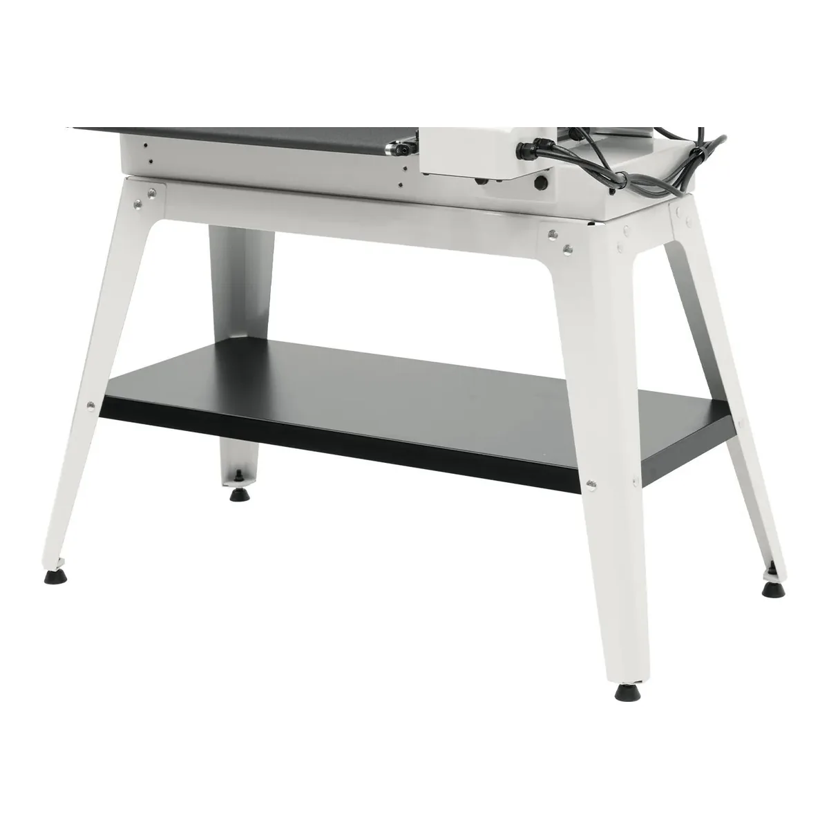 JET JWDS-2550 open stand with four splayed legs, leveling feet and a lower shelf under the sander base