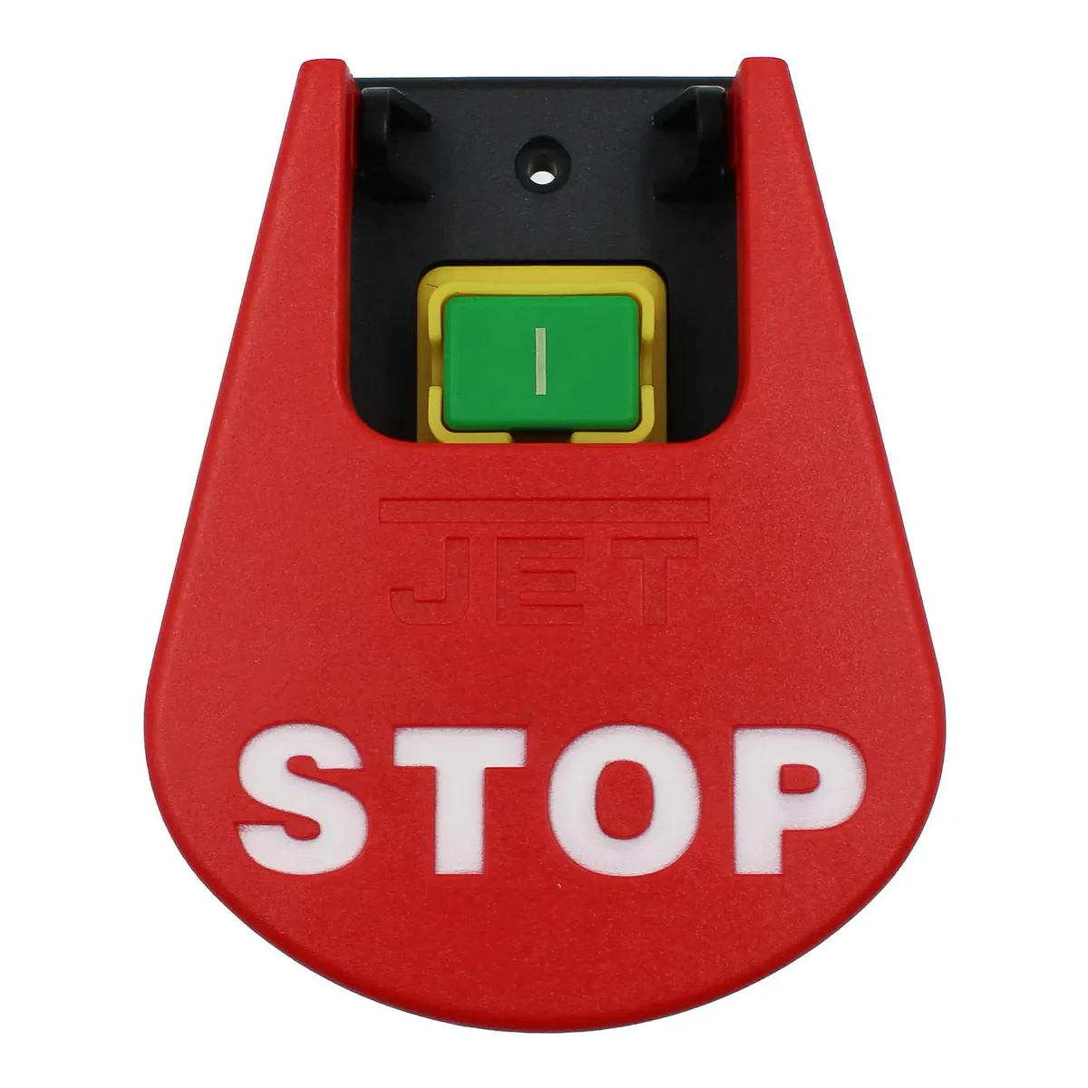JET ProShop II magnetic paddle switch, with the red stop paddle standing proud of the recessed green start button
