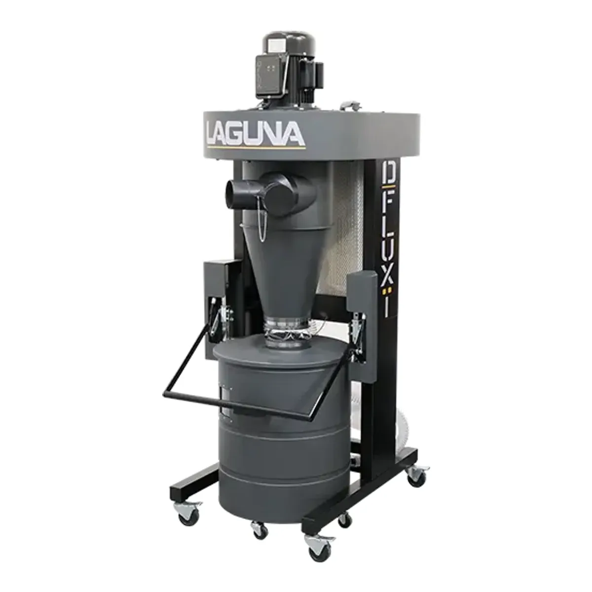 Laguna D Flux 1 cyclone dust collector in gray with a single inlet port and a gray collection drum