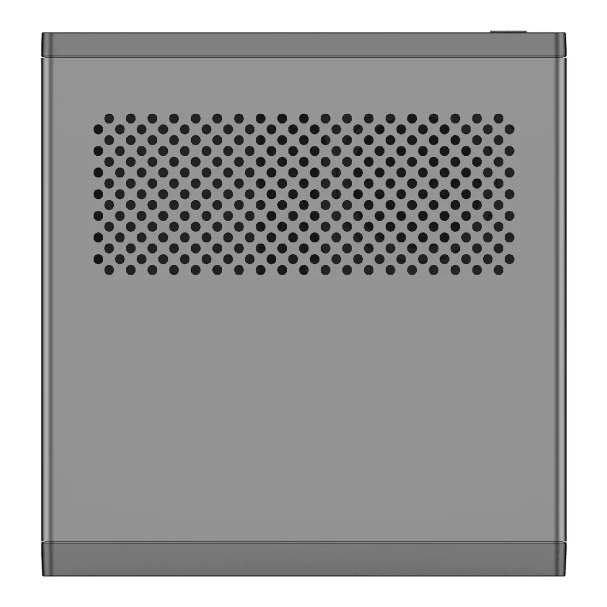 Top-down view of the MS-01 showing the perforated cooling panel set into the middle of the lid