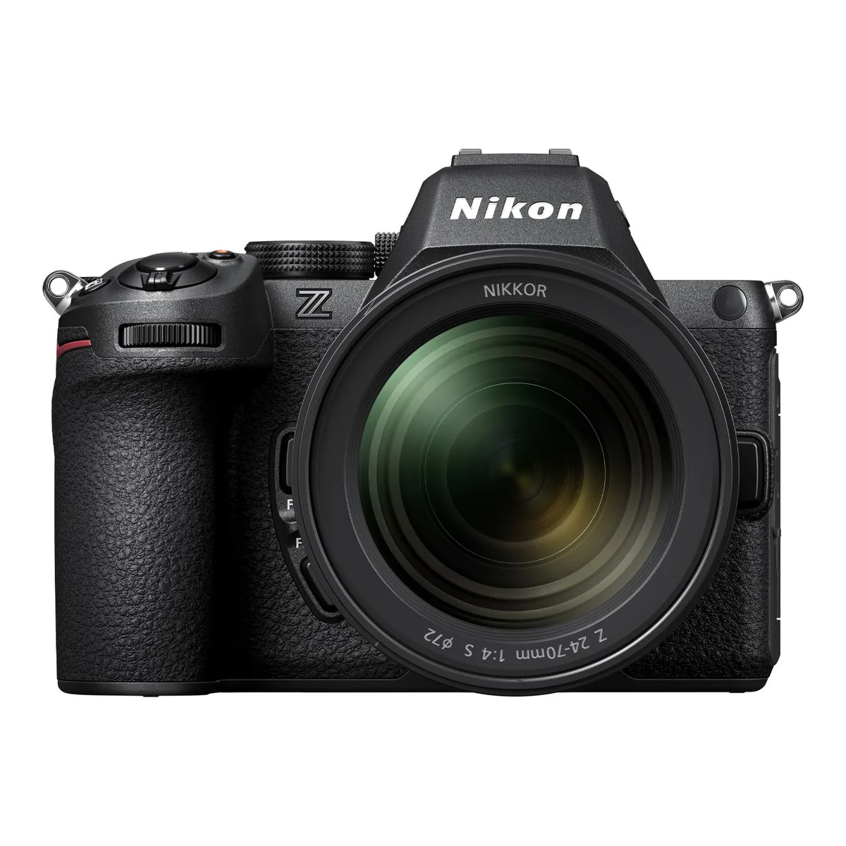 Nikon Z5II full-frame mirrorless camera, front view, pictured by Nikon with a NIKKOR Z 24-70mm f/4 S fitted
