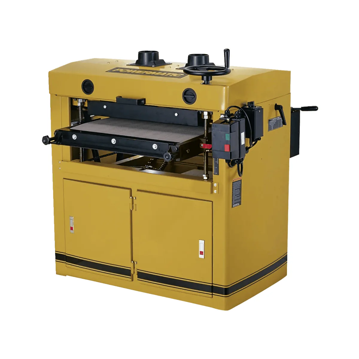 Powermatic DDS-225 dual-drum sander with a closed cabinet base