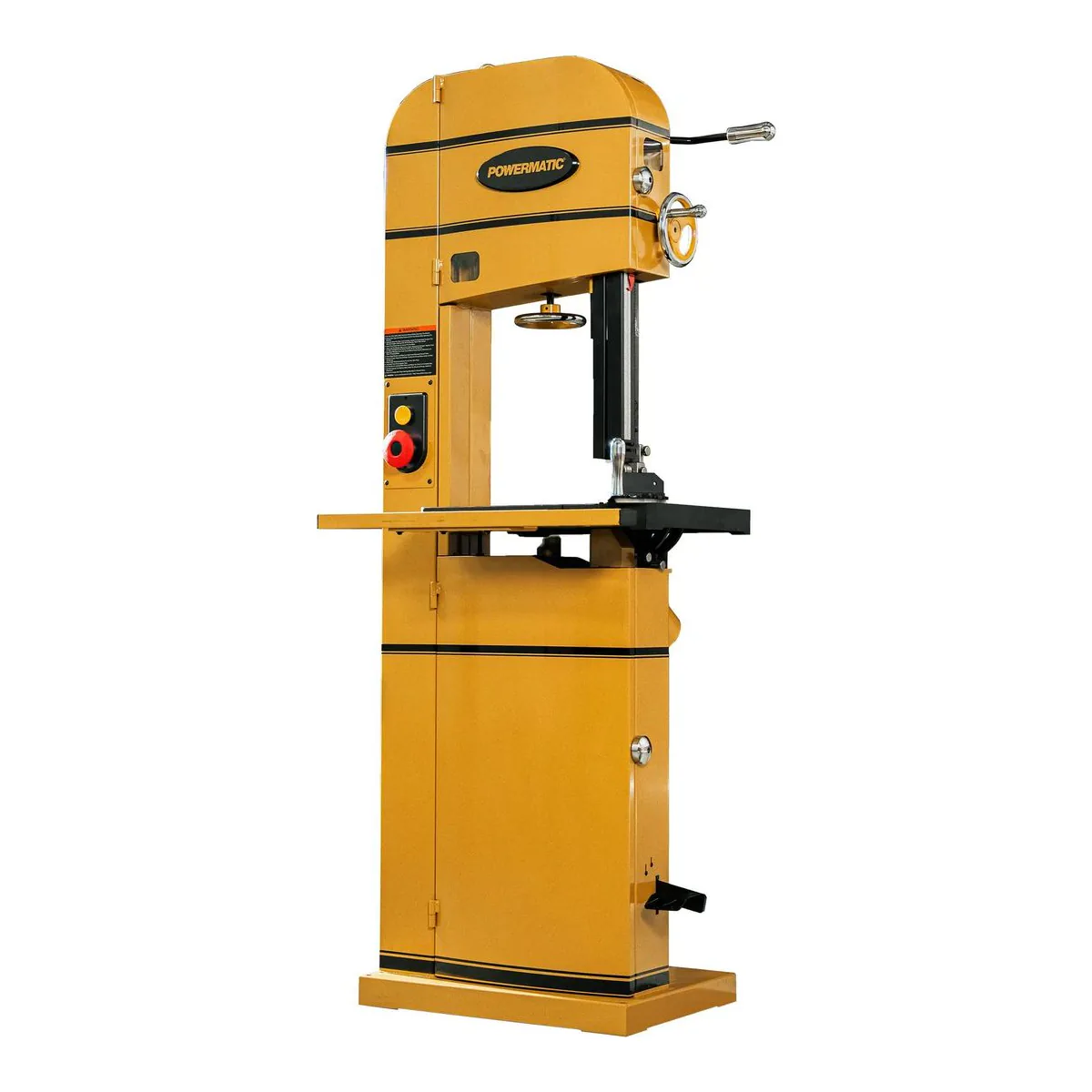 Powermatic PM1500T 15-inch woodworking bandsaw with ArmorGlide table coating on a closed steel cabinet stand