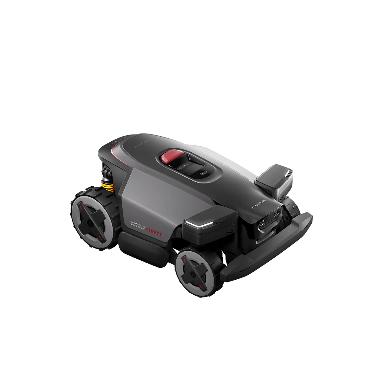 roborock RockMow X115H robot lawn mower, the RTK RockMow X1 body with four driven wheels and no LiDAR dome