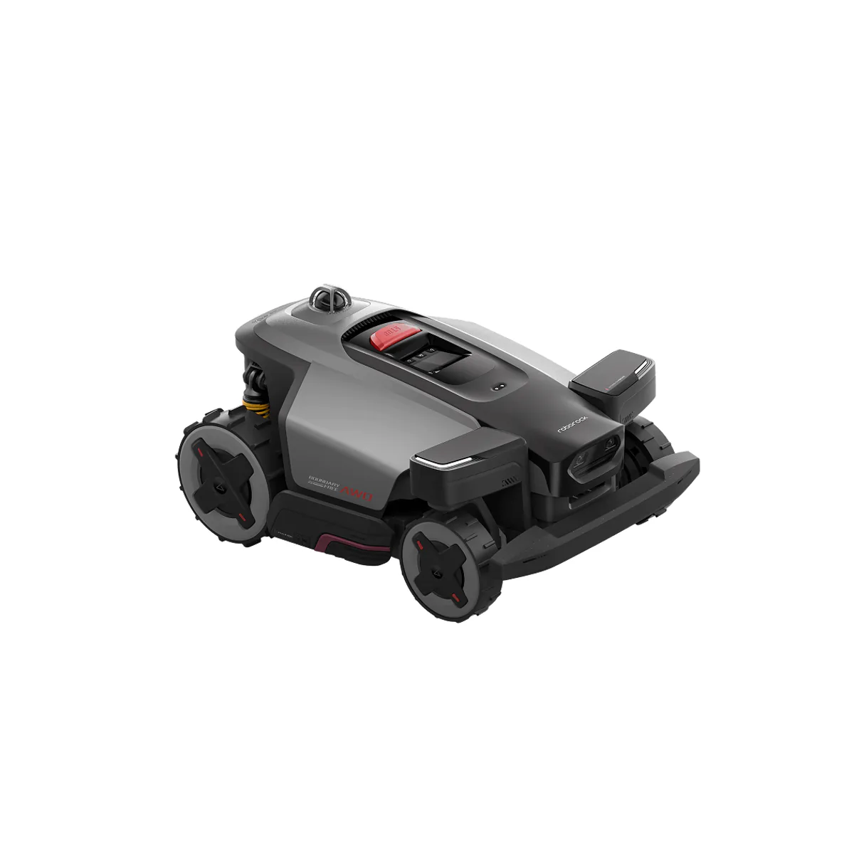 roborock RockMow X120H LiDAR robot lawn mower with the 3D LiDAR dome on top and four driven wheels