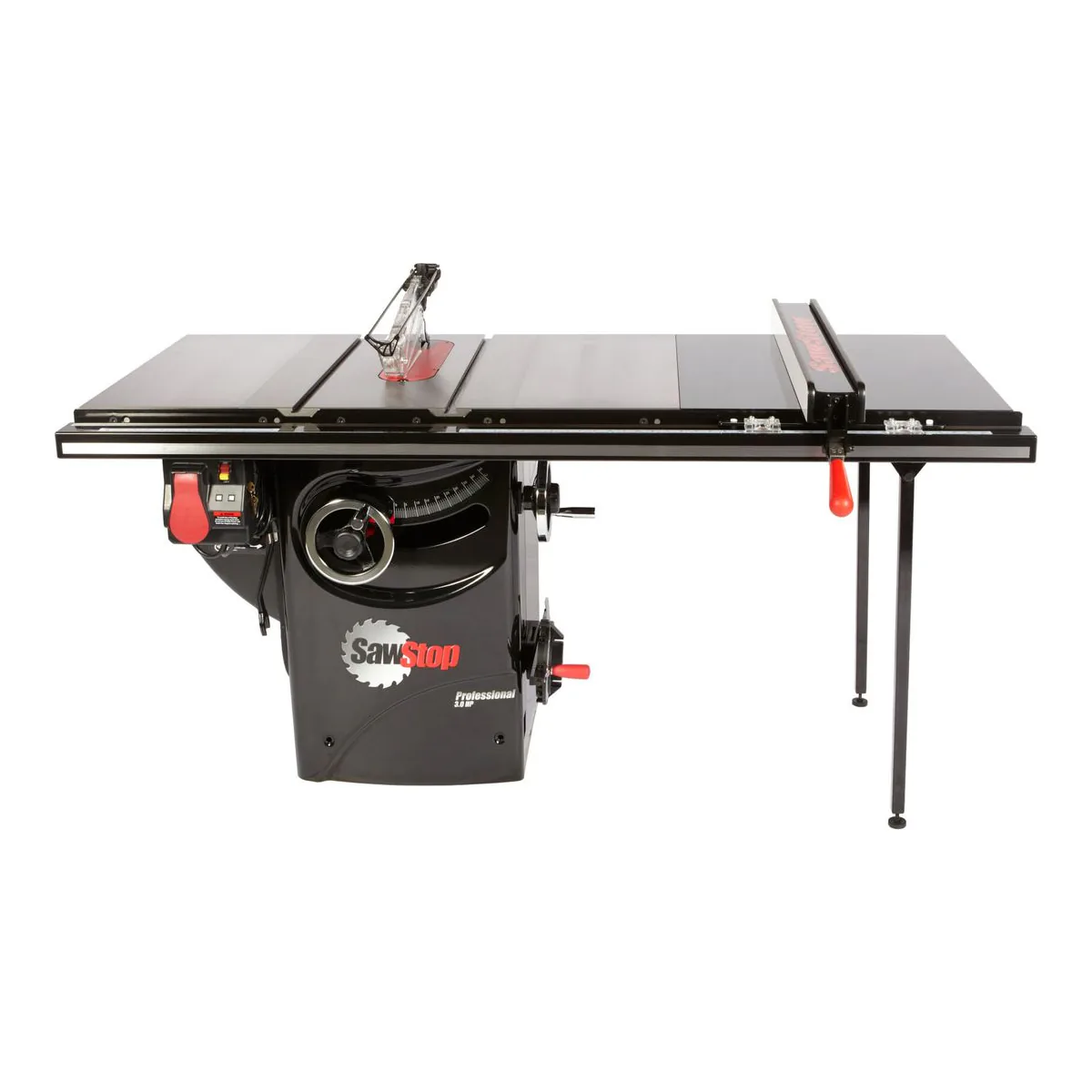 SawStop Professional Cabinet Saw badged 3.0 HP with a T-Glide fence and cast iron table, front view