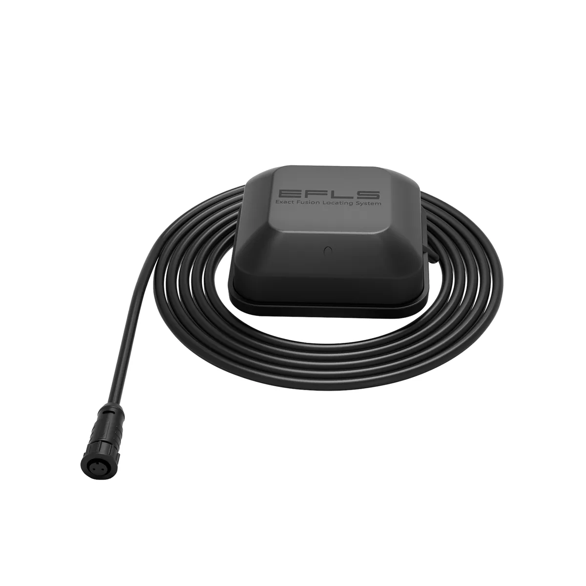 EFLS GNSS antenna with its coiled cable, the local RTK antenna Segway packs in the i2 AWD box as a fallback