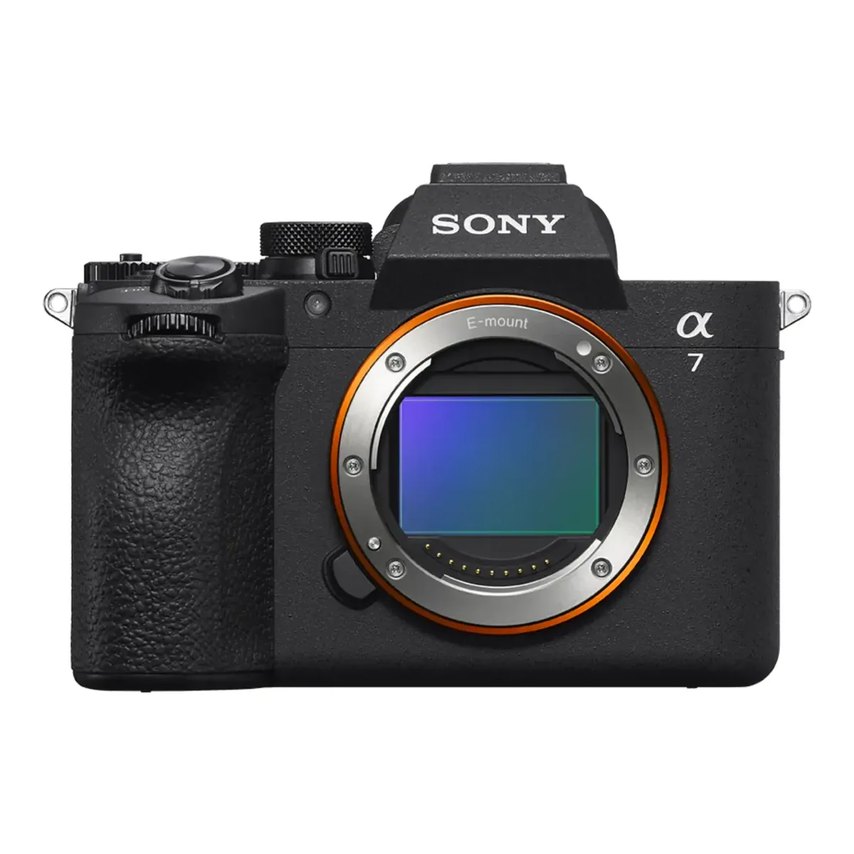 Sony Alpha 7 V full-frame mirrorless camera body, front view with no lens fitted and the E-mount open