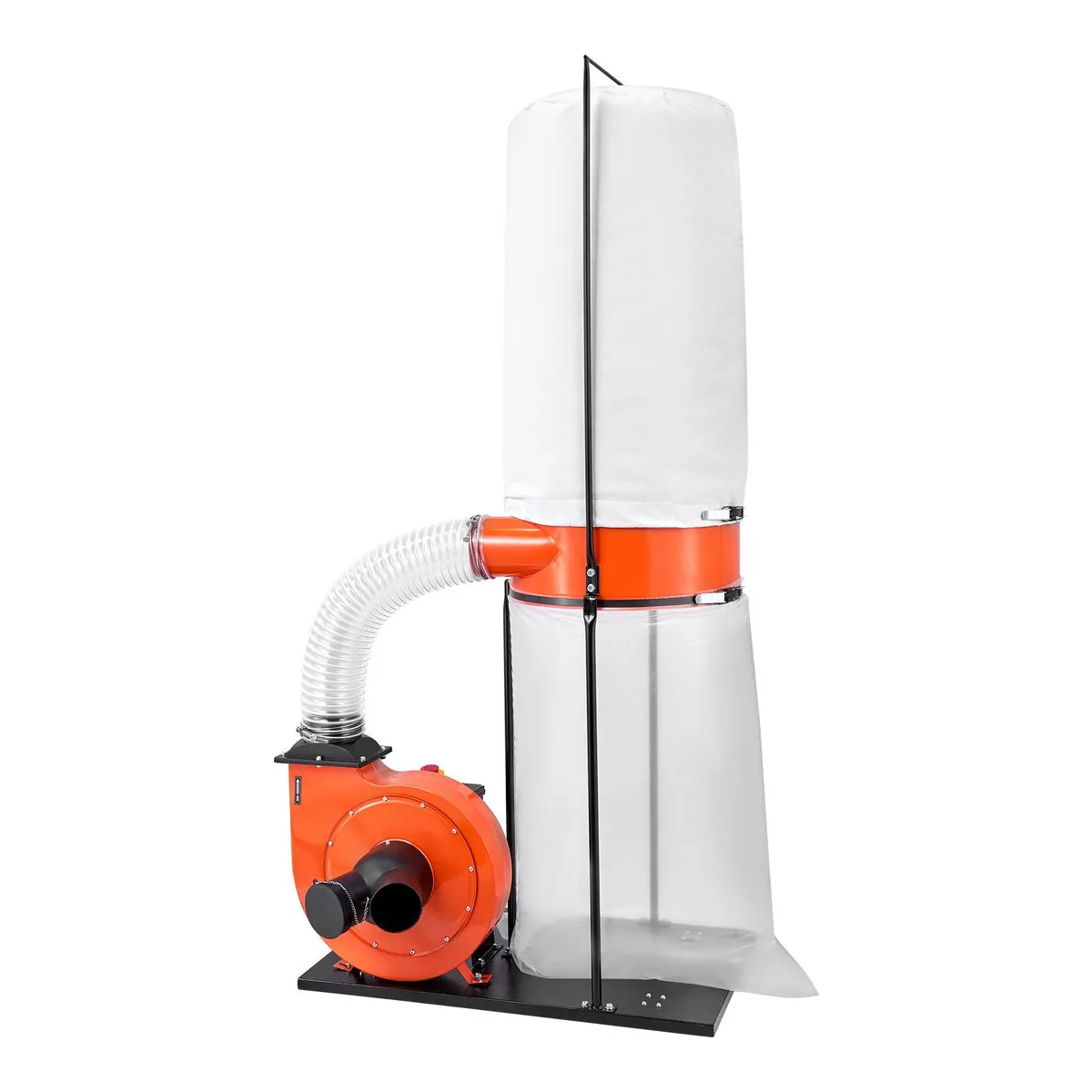VEVOR 1100 CFM vortex cone dust collector with a single filter bag and collection bag on a caster base