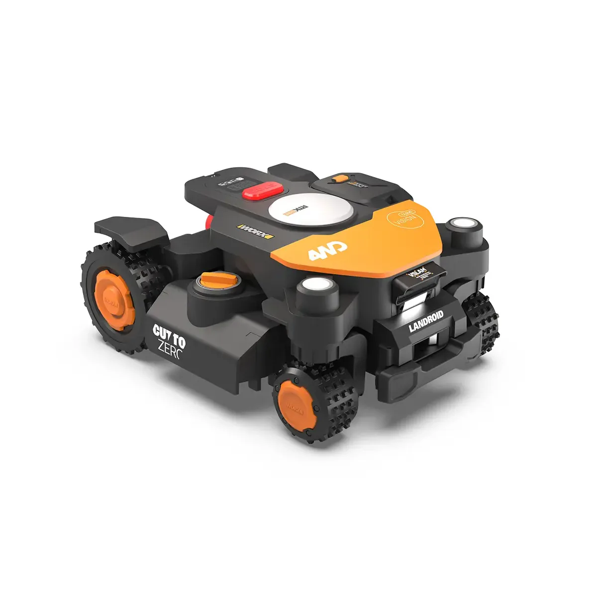 WORX Landroid Vision Cloud 4WD WR344 robot lawn mower, the one acre rung with free 4G connectivity and a FiatLux headlight
